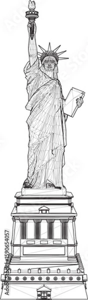 Obraz Vector sketch illustration of silhouette design of famous statue in America as a symbol of freedom