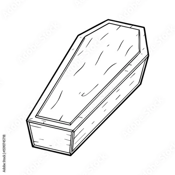Fototapeta Coffin sketch in a simple chalk style on a white background  
