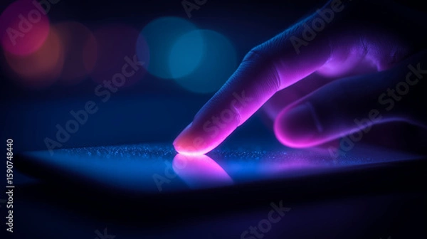 Obraz Finger Touching a Glowing Screen