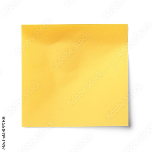 Obraz A yellow sticky note with a crumpled corner on a transparent background