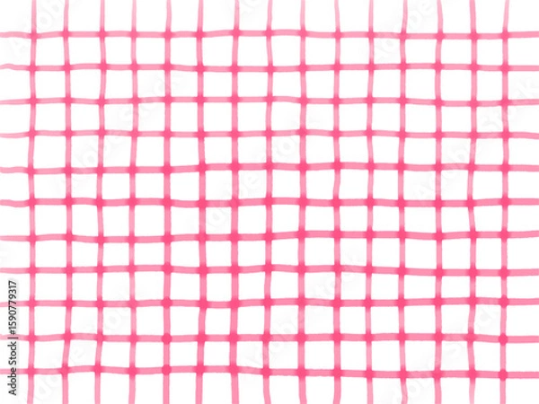 Obraz 手書き背景　チェック　ピンク　水彩