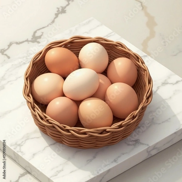 Fototapeta brown eggs in a basket