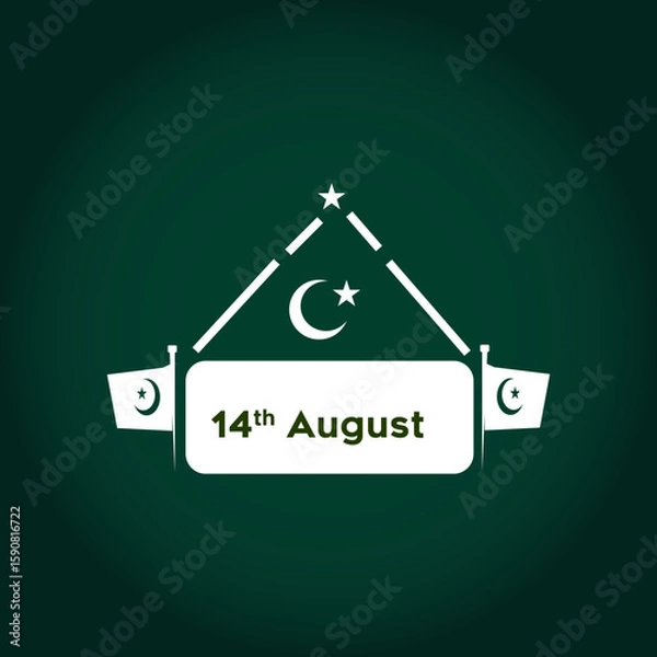Fototapeta Pakistan Independence Day Vector 14th August Design with Flag Crescent and Star