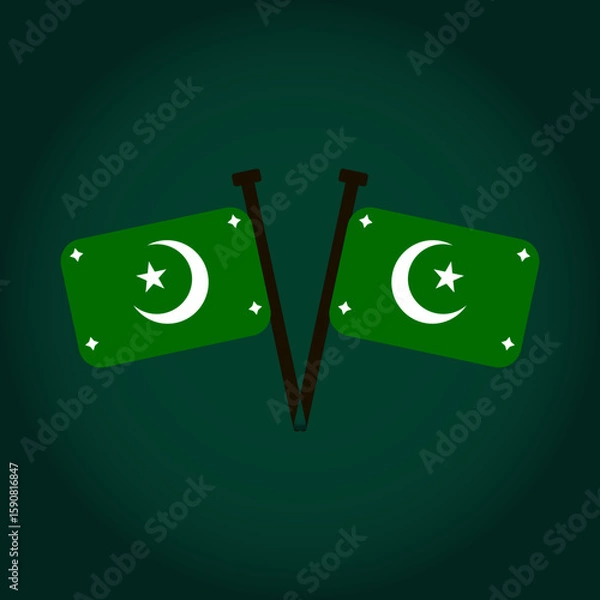 Fototapeta Crossed Pakistan Flags Vector National Symbol Art for Independence day