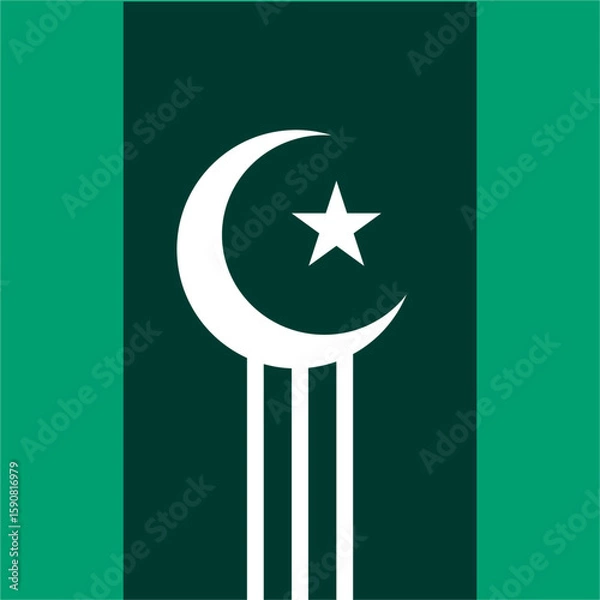 Fototapeta Modern independence day Crescent and Star Artwork for National Identity