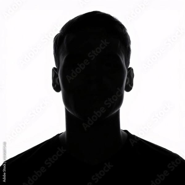 Fototapeta Mysterious Male Silhouette: Anonymous, Dark, and Intense Backlit Portrait