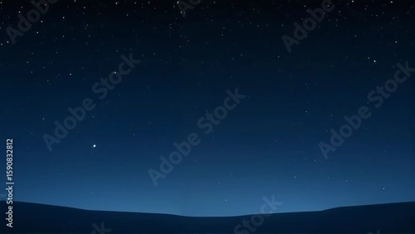 Fototapeta Serene Nightscape A Starry Panorama Under a Deep Blue Sky (Explore the Tranquility of the Night)