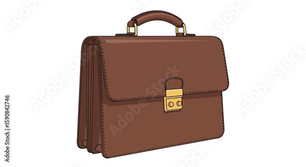 Fototapeta Detailed Brown Briefcase Vector Illustration in Modern Realistic Style for Business Design