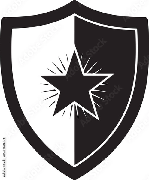 Obraz Shield with Star Symbolism A Design Rooted in Heritage and Valor Reflecting Strength and Security in an Emblem
