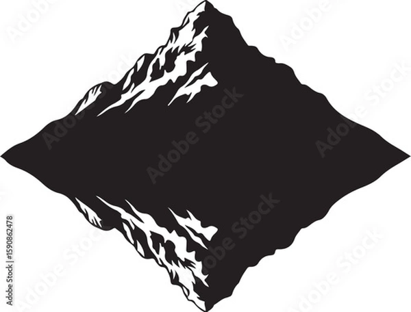 Obraz Majestic Mountain Peak Silhouette Displaying the Beauty of Nature and High Elevation Adventure in Monochrome