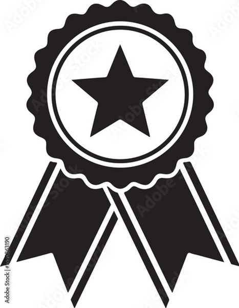 Obraz Monochrome Star Award Ribbon Badge Emblematic Illustration Achievement and Recognition Graphic Depiction of a Symbol of Excellence