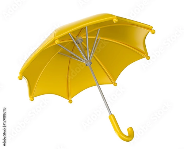 Fototapeta Yellow Umbrella Symbolizing Emotional Protection 3d render with transparent background