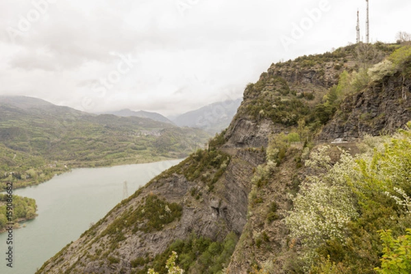 Fototapeta Viewpoint to the swamp from the horse's hoof in the Pyrenees