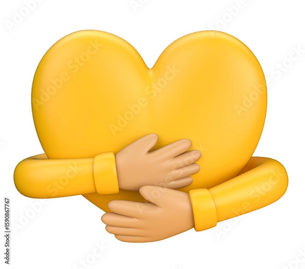 Fototapeta Hugging Heart Representing Emotional Support 3d render with transparent background