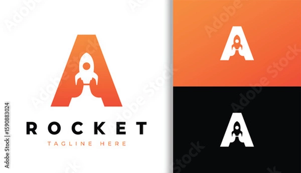 Obraz Letter A with Rocket Logo