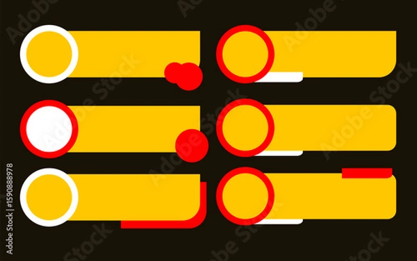 Fototapeta Lower thirds six vibrant yellow and red animated lower third graphics.