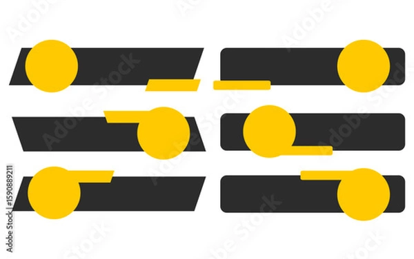 Obraz Lower third six stylish yellow circle and black title graphics.