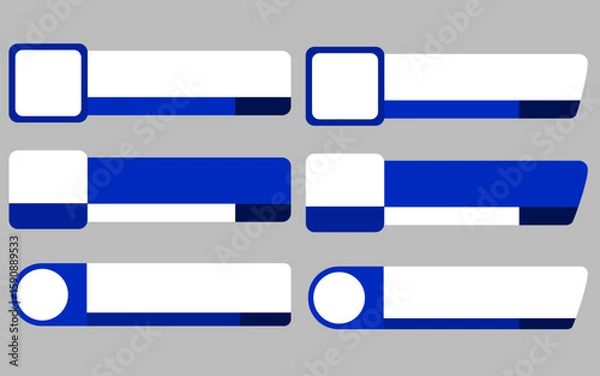 Fototapeta Lower thirds six stylish blue and white animated graphics for your videos.