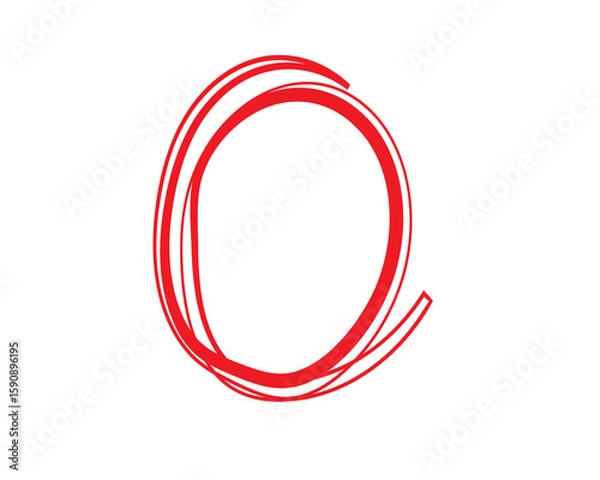 Obraz Hand-drawn style red circle graphic element isolated on black background. Perfect for design projects, logos, or illustrations.