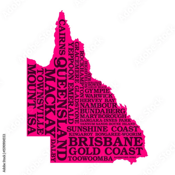 Fototapeta Queensland Word Cloud Vector With Cities