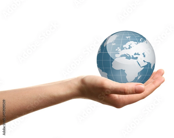 Fototapeta Open palm hand gesture on white background