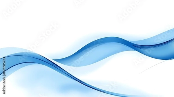 Fototapeta Abstract blue wave background with smooth gradient curves on white, ideal for modern business design, presentations, digital templates, and minimalist web banners