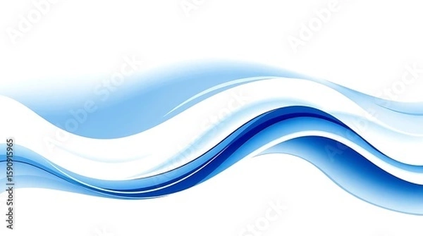 Fototapeta Abstract blue wave background with smooth gradient curves on white, ideal for modern business design, presentations, digital templates, and minimalist web banners