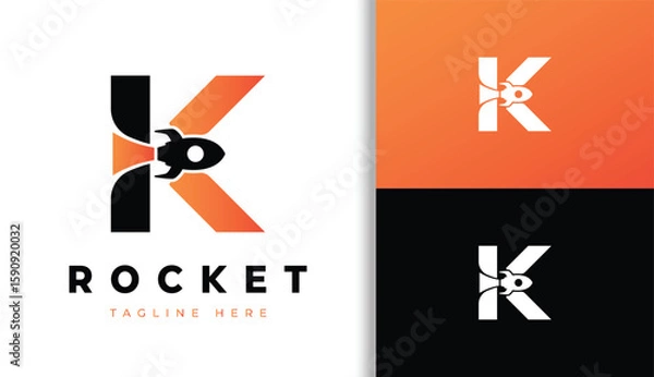 Obraz Letter K with Rocket Logo