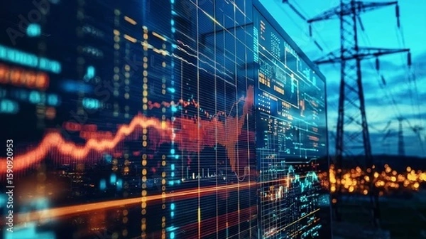 Fototapeta High-tech power grid interface features advanced data analysis tools.