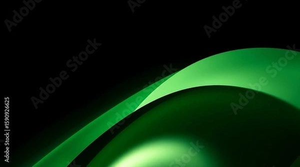 Fototapeta Dark green abstract background with smooth glowing waves and elegant gradient lighting, ideal for modern presentations, business graphics, and digital UI or website layouts."