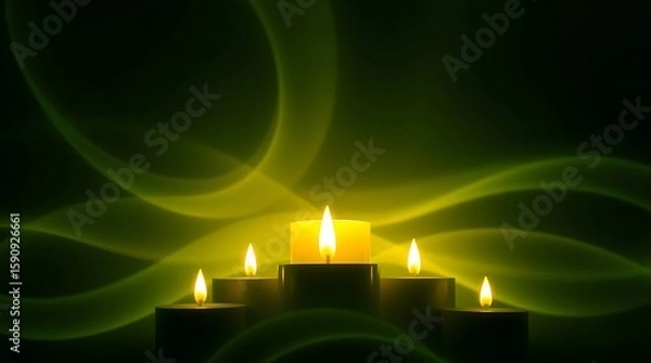 Fototapeta Dark green abstract background with smooth glowing waves and elegant gradient lighting, ideal for modern presentations, business graphics, and digital UI or website layouts."