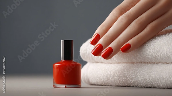 Obraz red manicure (close up)