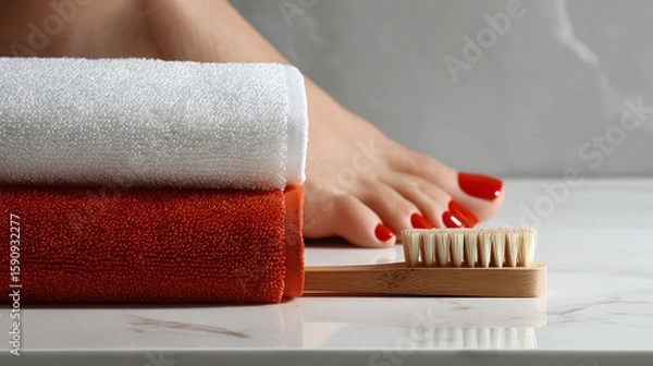 Obraz red pedicure (close up)