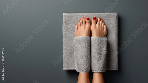 Obraz feet on towel (spa), pedicure