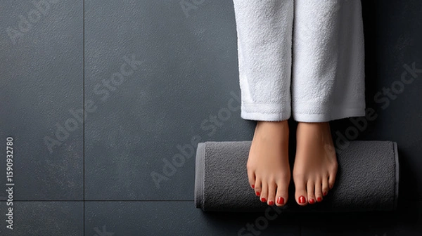 Obraz feet on towel (spa), pedicure
