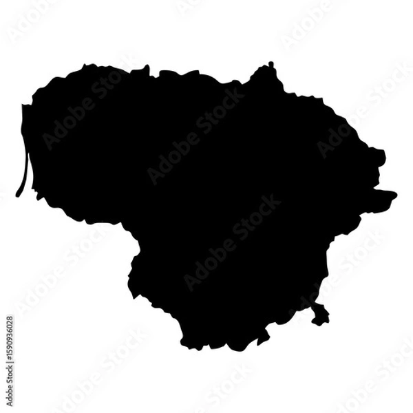 Fototapeta map of Lithuania black
