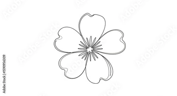 Fototapeta Elegant Floral Outline A Simple Line Art Illustration of a Five-Petal Flower