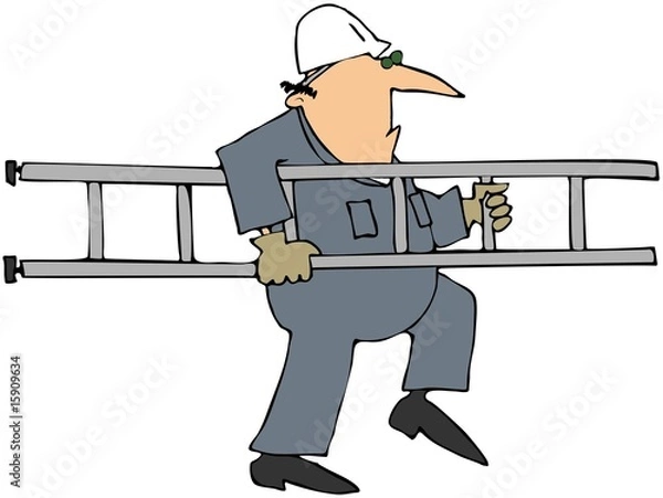 Obraz Worker Carrying A Ladder