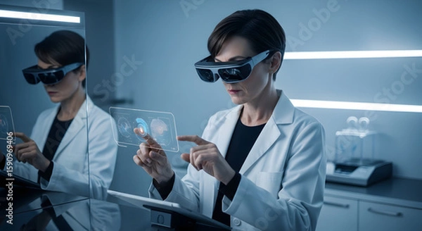 Obraz Scientist Using Augmented Reality Interface.
