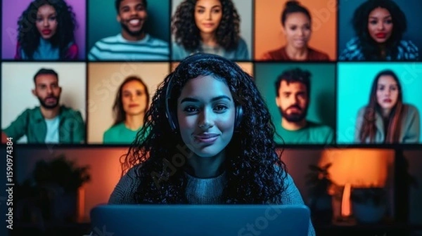 Fototapeta Fostering connection through online group therapy.