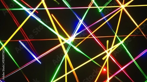 Obraz Colorful laser lines on black background