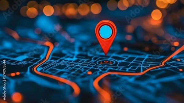 Fototapeta Effective route planning and navigation system illustration.