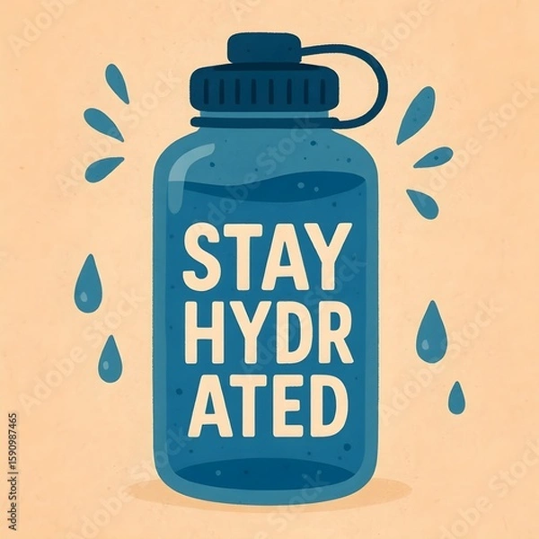 Obraz A refreshing water bottle illustration reminds you to stay hydrated for optimal health