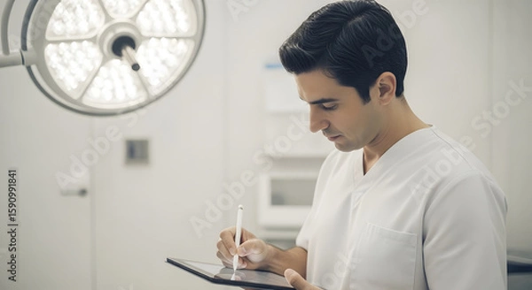 Obraz Surgeon Using Tablet in Operating Room 3.