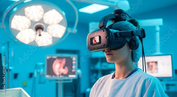 Obraz Surgeon Using VR Headset in Surgery.