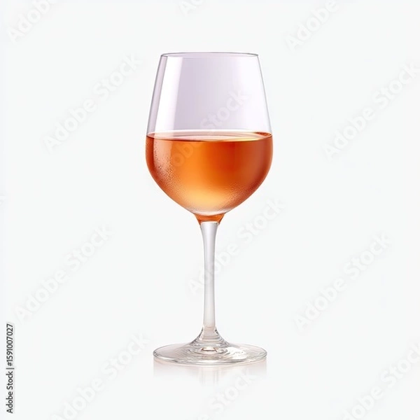 Fototapeta Elegant Rose Wine Glass Filled with Refreshing Drink Set Against a Simple White Background