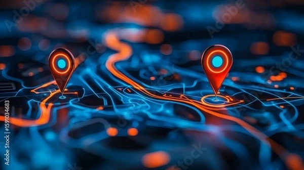 Fototapeta Effective route planning and navigation system illustration.