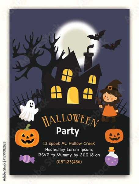 Obraz Spooky Cute Halloween Invite.