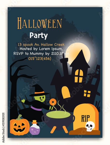 Obraz halloween background with haunted house