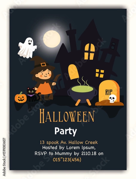 Obraz Adorable Halloween Party Invitation.
